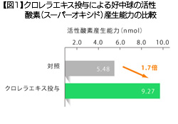 【図1】クロレラエキス投与による好中球の活性酸素（スーパーオキシド）産生能力の比較